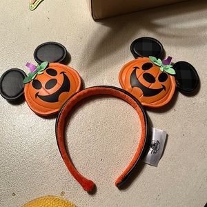 DisneyParks Halloween Ears Headband Jack O Latern Mickey Pumpkin Ears Headband